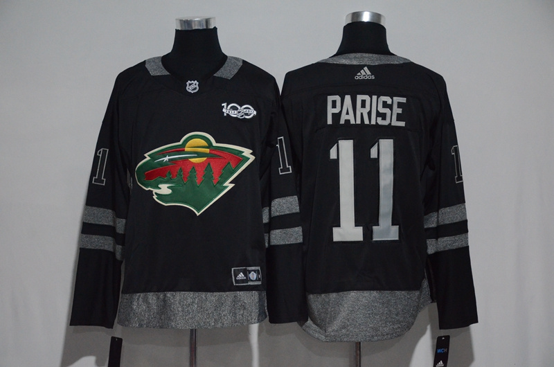 NHL Minnesota Wild #11 Parise Black 1917-2017 100th Anniversary Stitched Jersey